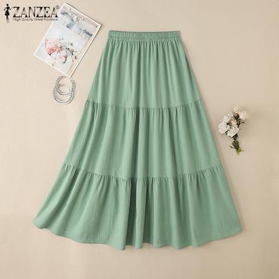 Frauen Casual elastische Taille lose Sommer lange Röcke