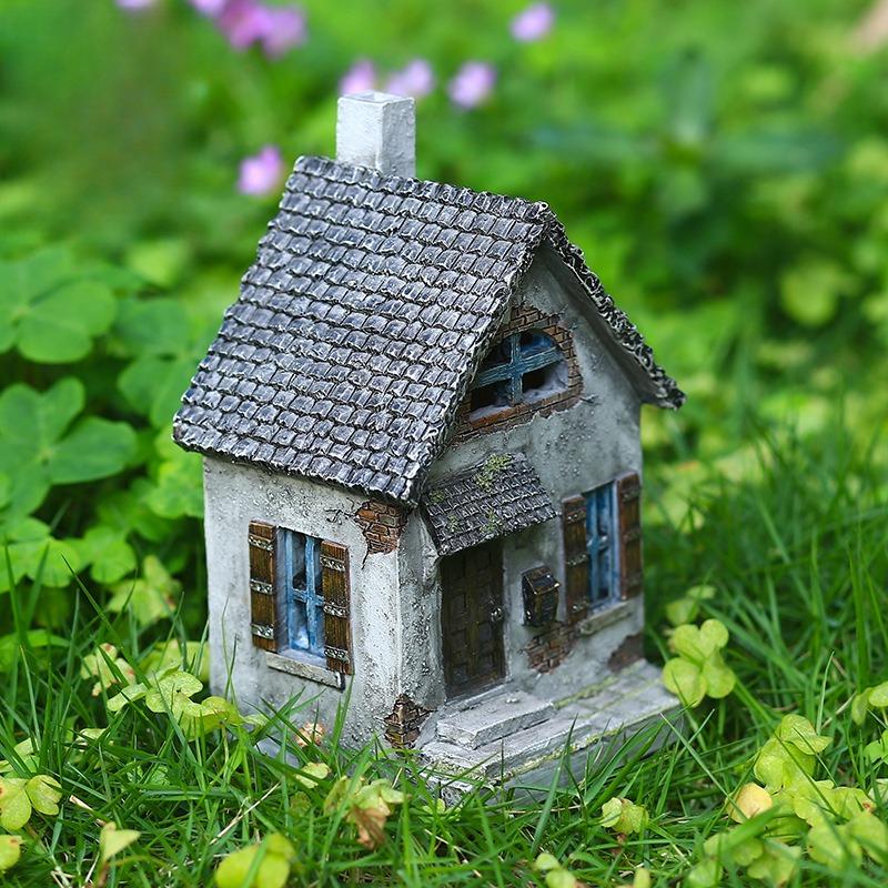 Fairy Tale World Dwarf House Witch Castle Tree House Sculpture Resin Craft Outdoor Garden Patio Lawn Home Decoration Accessories