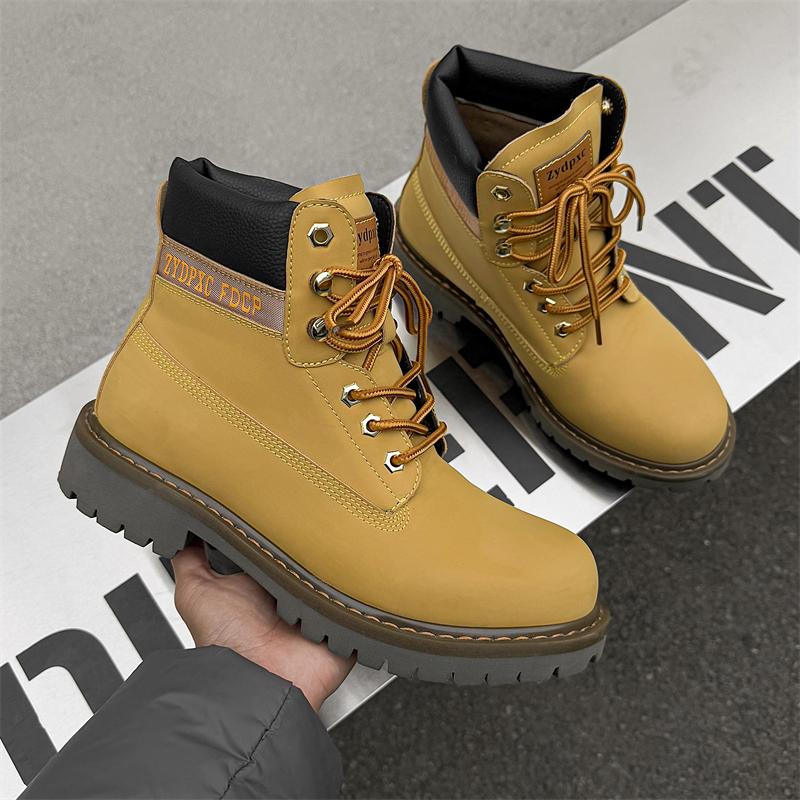 

Кожаные ботильоны для мужчин Натуральная кожа Ботинки больших размеров Высококачественные Дизайнерские Повседневные Формальные Уличные Ботинки Для бизнеса 46 жёлтый