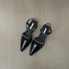 Fashion Empty Mary Jane leather shoes for women 2 one-line chain high heels summer wear pointed high heel sandals