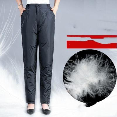 Damen Winter Warme Daunenhose Verdickte Hohe Taille Schlankheits Warme Hose