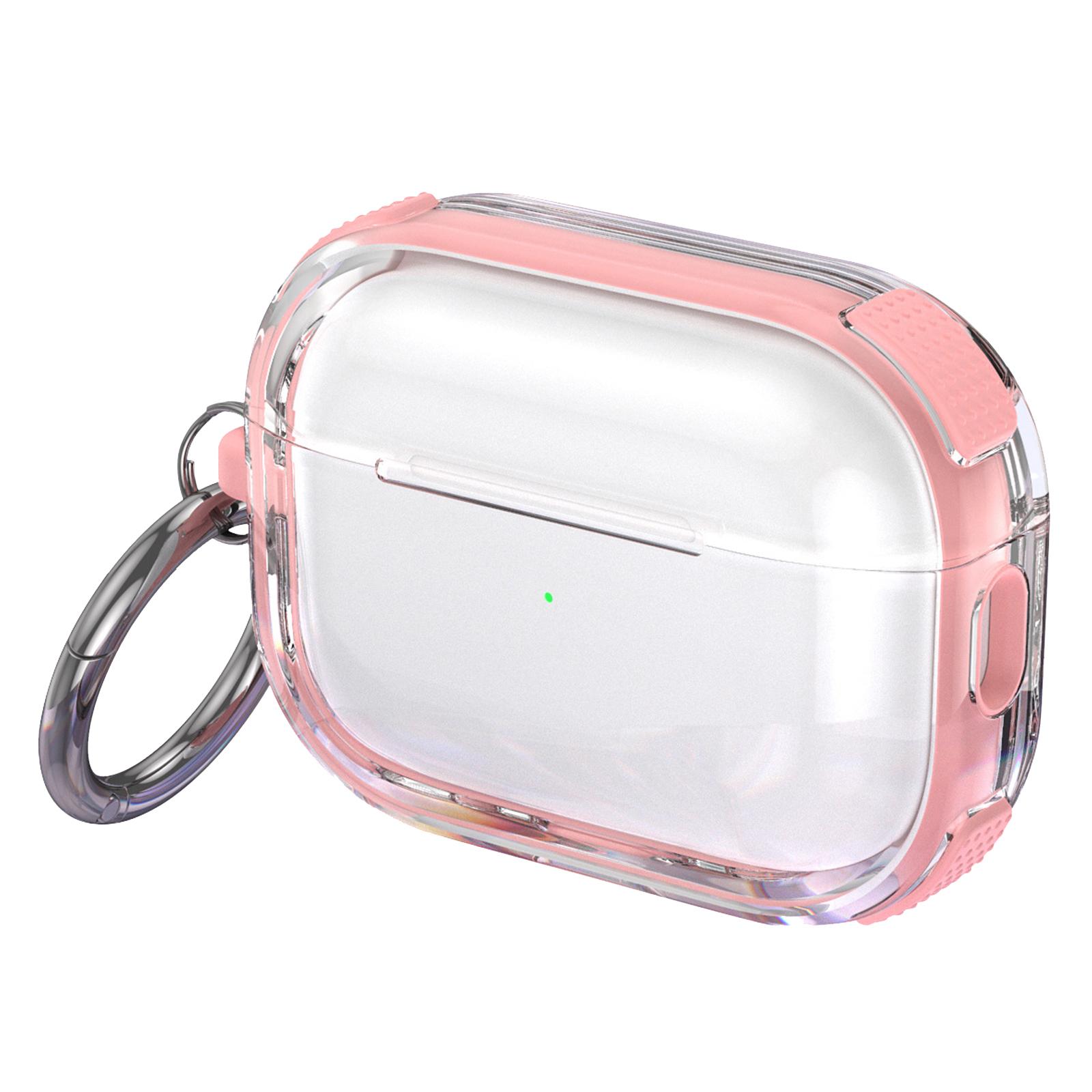 

For Apple AirPods 3 Case with Carabiner Contrasting Color TPU Earphone Protective Cover Pink