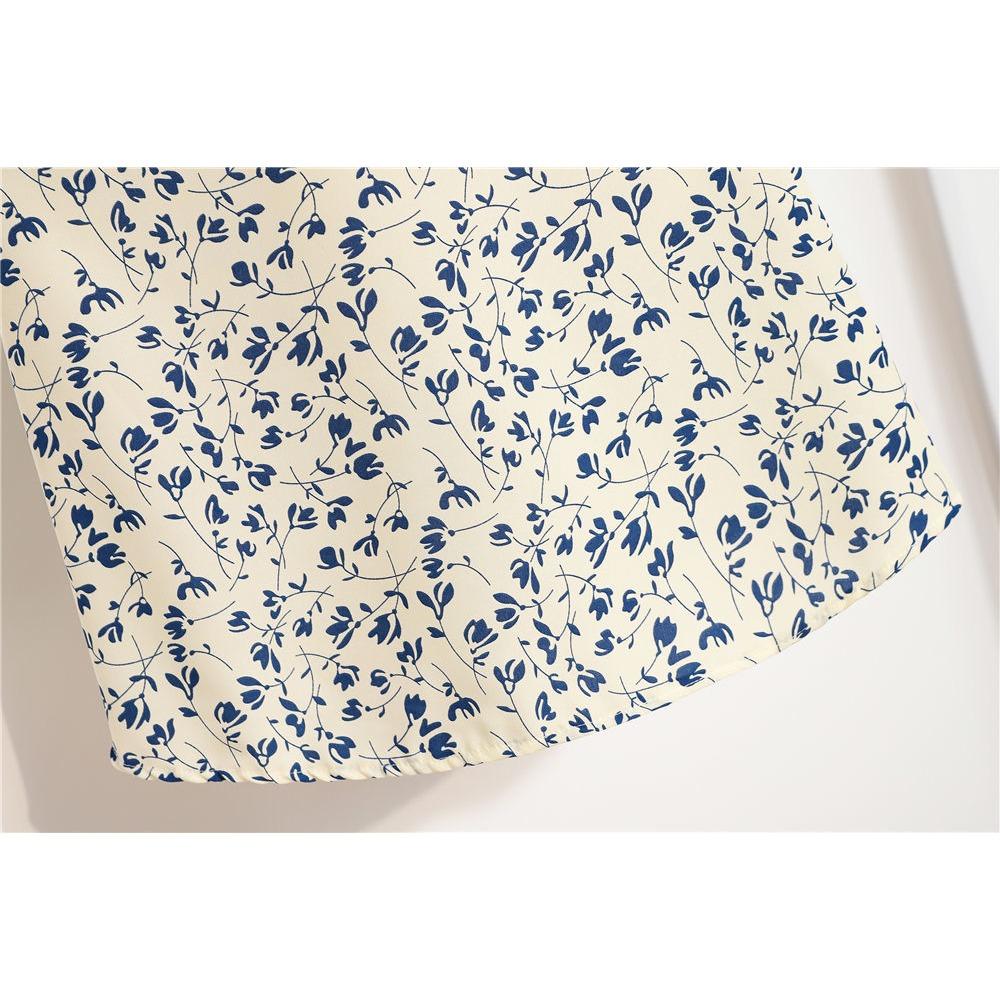 Moda dama vara primavara imprimeu floral cu maneca scurta cu decolteu in V talie inalta rochii casual