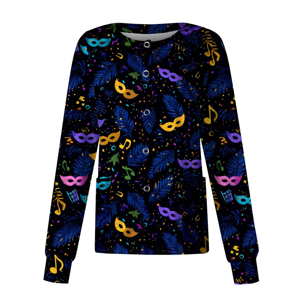 Women's Casual Long Sleeve Single Breasted Printed Dry- Top