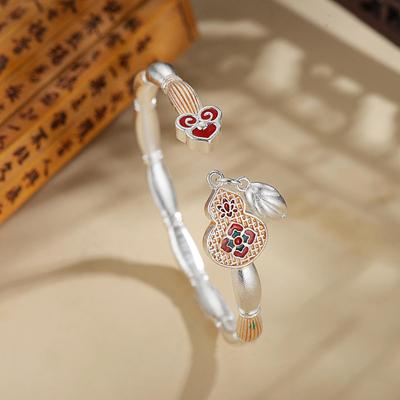 Douyin Trend Filigree Cloisonné Ruyi Gourd Bangle: High-End Chinese Court Style Open Bracelet