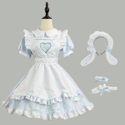 Wanshenji Super Cute Hollow Love Rabbit Maid Lolita COSPLAY Dress Costume Plus Size