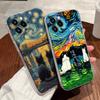 Cat Van Gogh Starry Night Oil Painting Case For Apple iPhone 17 16 15 14 13 12 11 Pro Max Plus 16E 17Air 17Pro Phone Cover Funda