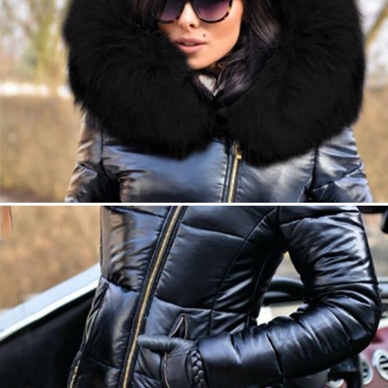 Women Warm Jackets Coats Thick Fur Hooded Zipper Long Sleeve Casual Fashion Winter S-4XL
