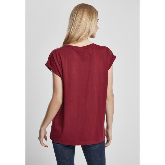 Women's T-shirt - Urban Classics - Organic Extended Shoulder - Bordeaux - Short Sleeves - Organic Cotton