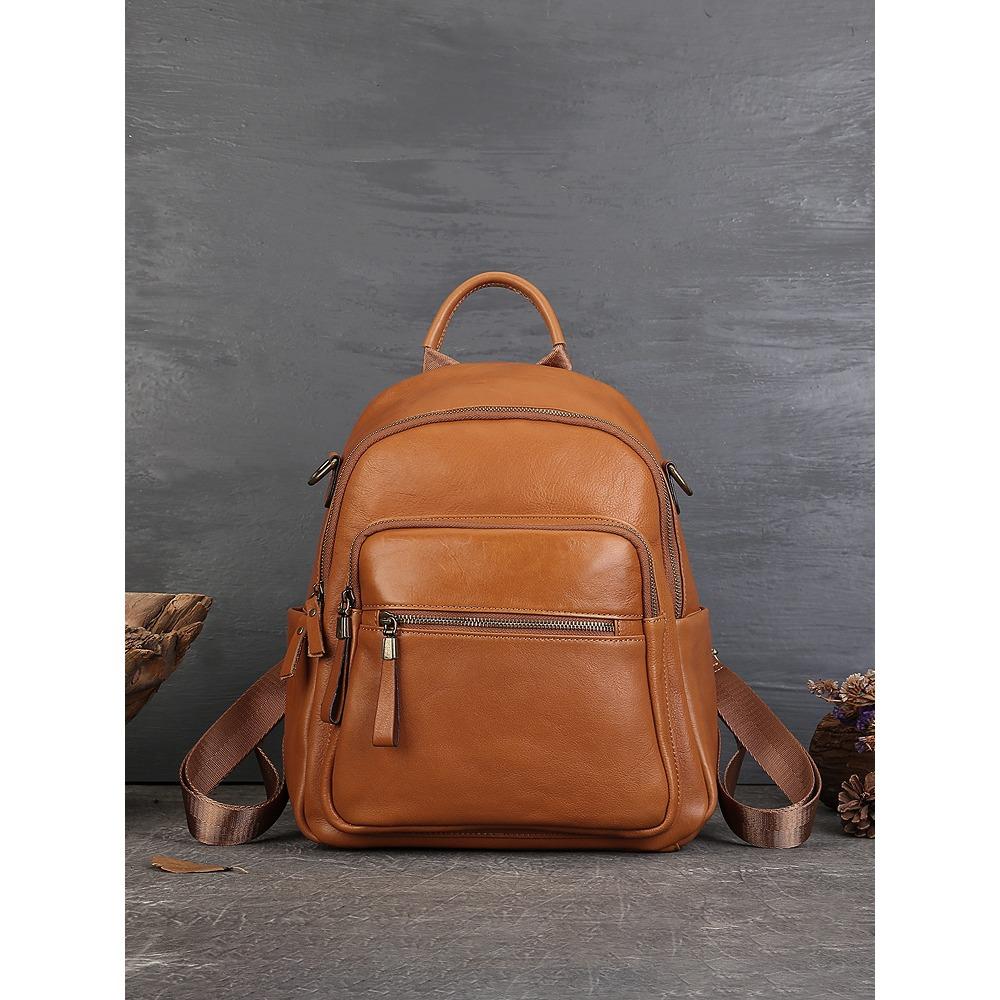 New Top Layer Cowhide Backpack with A High-end Feel, European and American Retro Style Large Bag, Soft Leather Real Leather Backpack