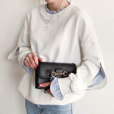 Women's Round Neck Long Sleeve Fake Two Piece Sweatshirt Loose Fit Gentle Style Patchwork Top