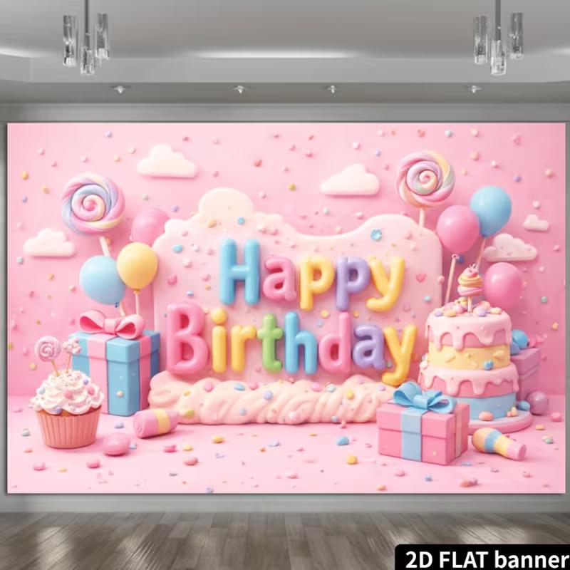 2D Flat Lollipop Banner for Cake Smash Photoshoots, Baby Showers & Kids' Events