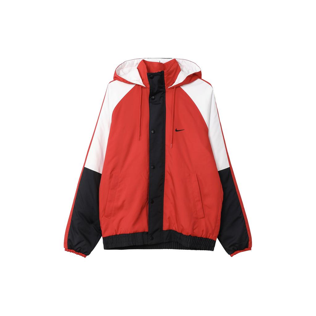 Nike Color Block Hooded Thick Single Breasted Cotton Jacket Men jackets University-Red DQ6199-657