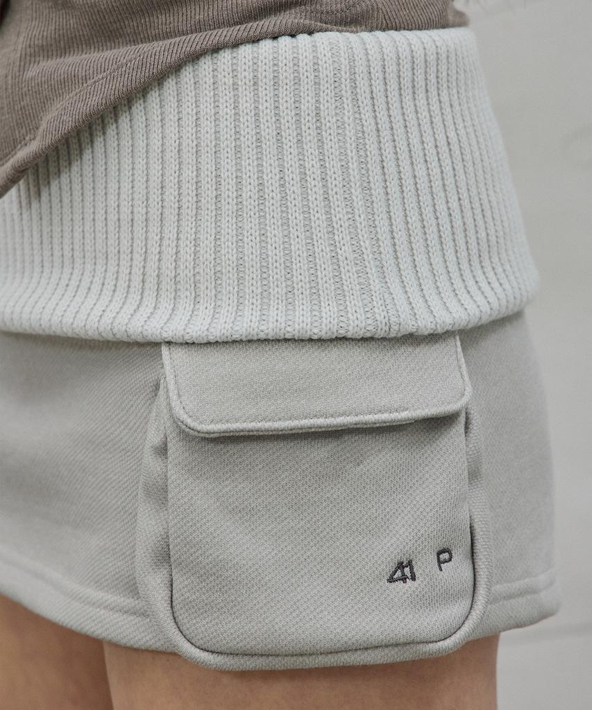 Sailpeulei Folded Knit Skirt Shorts / Light Gray