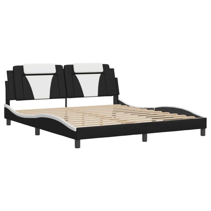 VidaXL Viana Bed Frames Without Mattress, Upholstered Bed with Cushion, Double Bed, Adult Bedroom Bed, Modern, Black and White 3208115