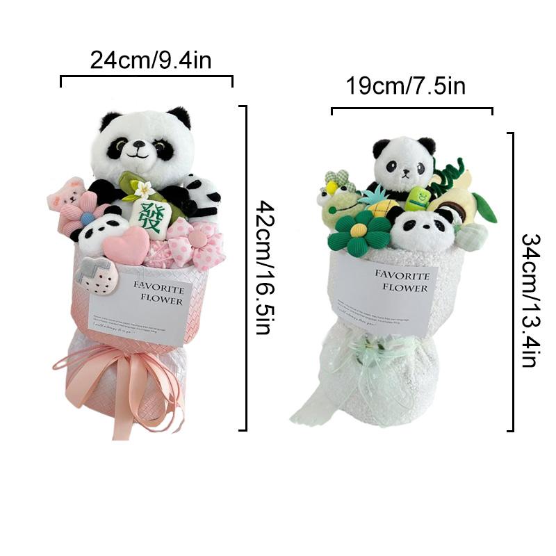 1 st Hand Hållande Blomma Högtidsgåva Plysch Kreativitet Docka Bukett Söt Panda Bukett Gradient Färg