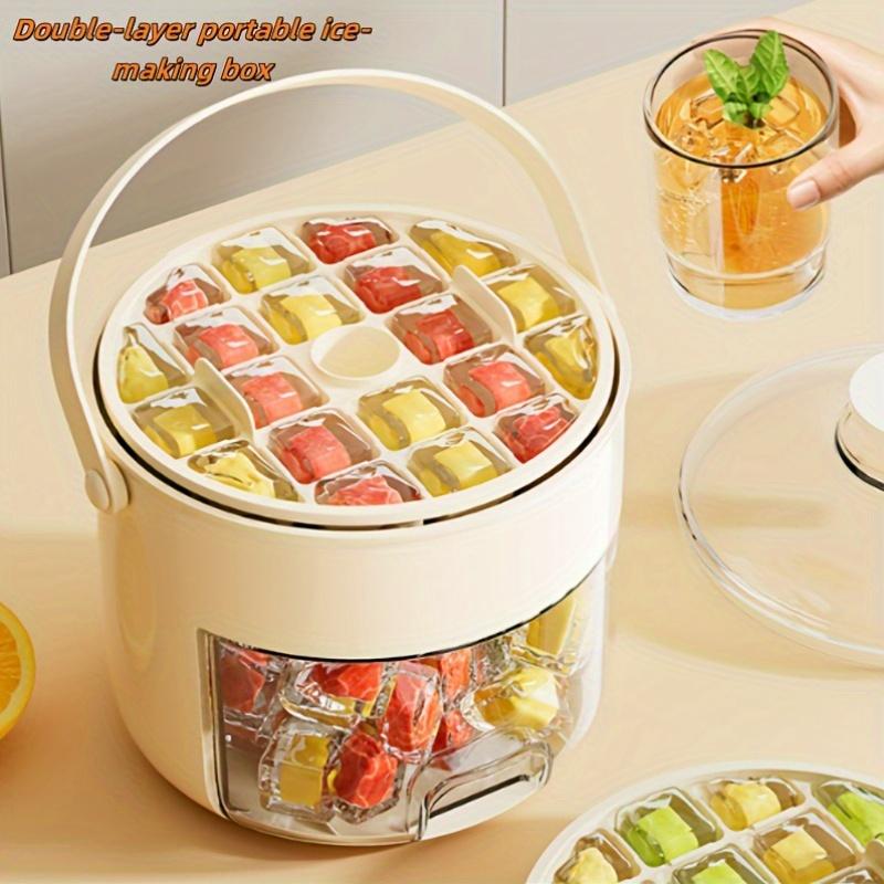 

Refrigerator Ice Bucket With Cover Ice Tray To Make 40 Ice Cubes Easy To Press And Release Ice Cubes Ice Bucket With Storage Box слоновая кость