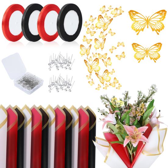 120 Sheets Wedding Flower Wrapping Paper, Back to School Floral Wrap Paper