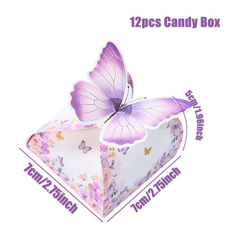 Butterfly Candy Gift Box Pink Purple Butterfly Birthday Party Decorations Kids Wedding Supplies Baby Shower Cookie Biscuit Box