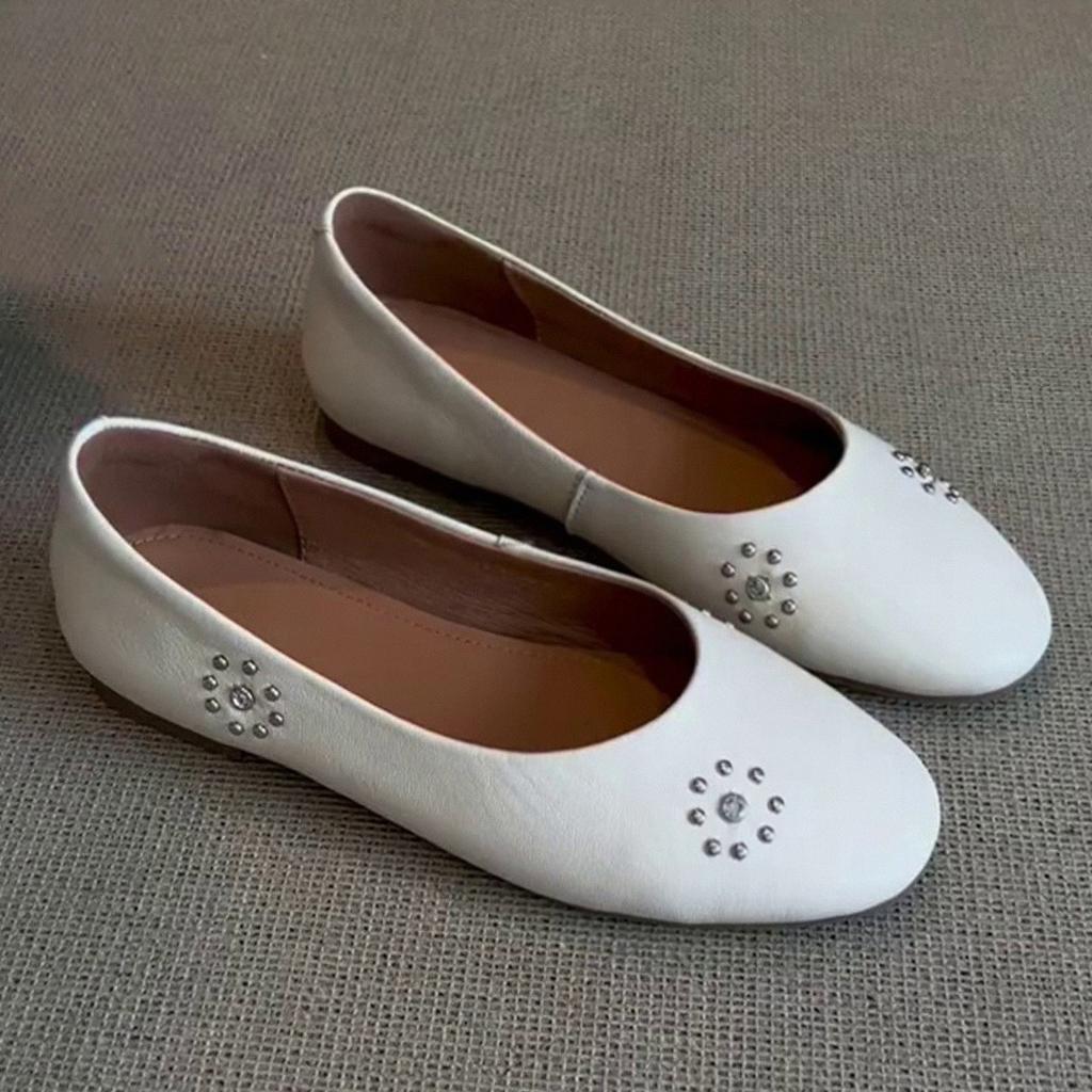 Super Soft Lambskin~ Flat-soled Single Shoes Women's French Versatile Ballet Evening Shoes Soft-soled Shallow Mouth Shoes with Skirts