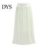 Indoor And Outdoor Wear Skirt Women Pleated Midi Elastic High Waist Solid Color for Smooth Outline Slimming Daily