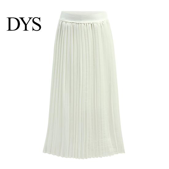 Indoor And Outdoor Wear Skirt Women Pleated Midi Elastic High Waist Solid Color for Smooth Outline Slimming Daily