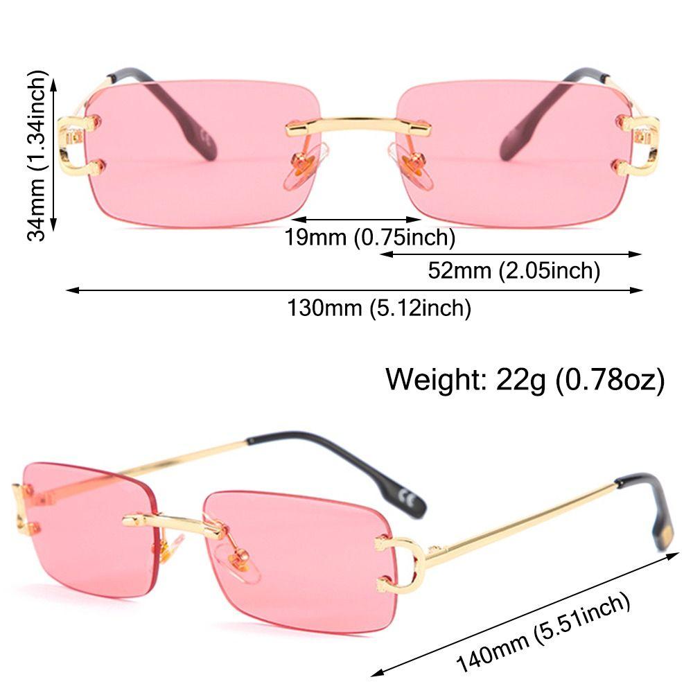 Trendy Vintage Small Metal Sunglasses Retro UV400 Rectangle Frame Sunglasses Rimless Sun Glasses for Women & Men