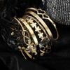 6 Stück/Set Offenes Design Metall Armreif Set Blumenknoten Mehrlagig Offener Armreif Damenschmuck