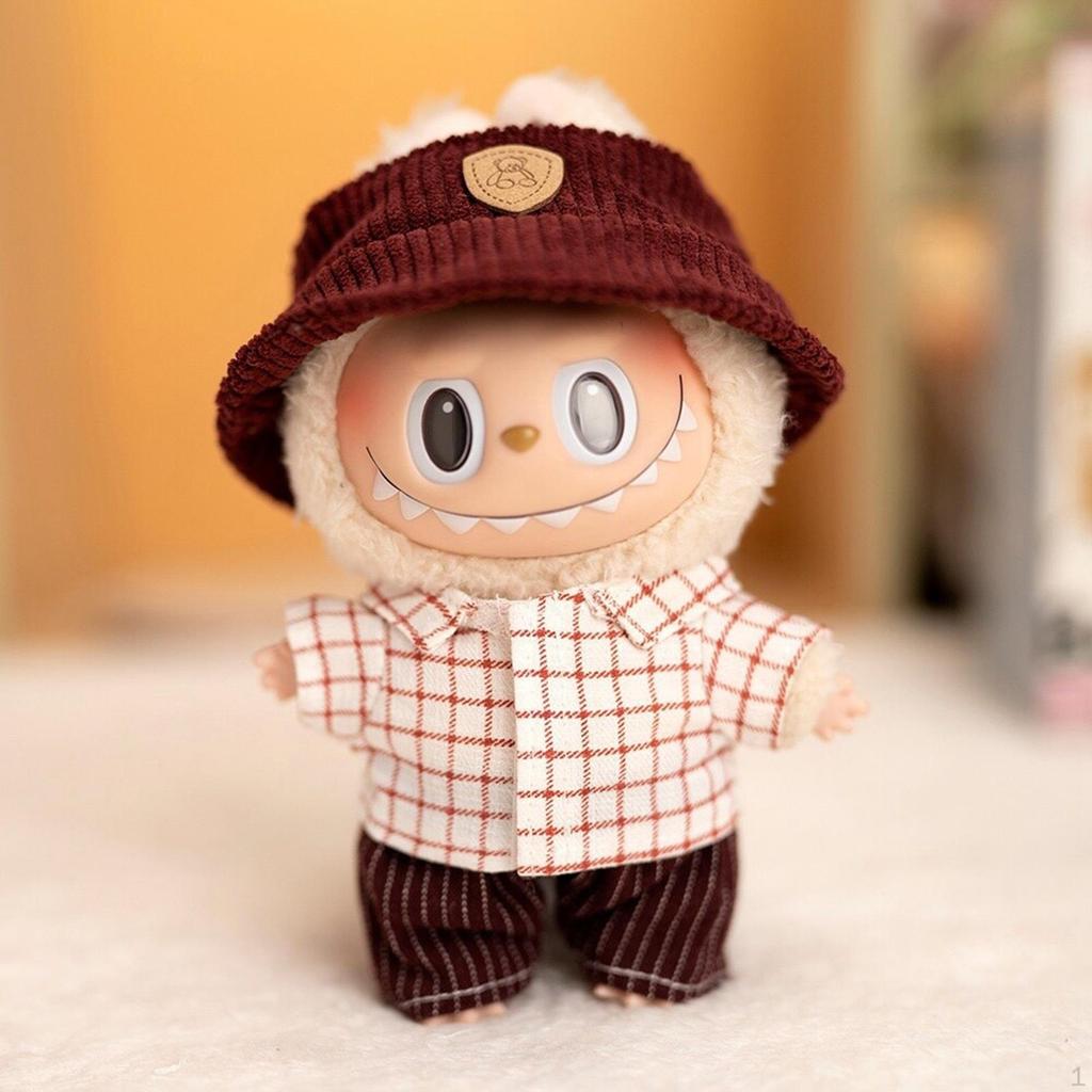 Hanging Doll Hat T-shirt Pants Costume Gear for 15cm/17cm Plush Display