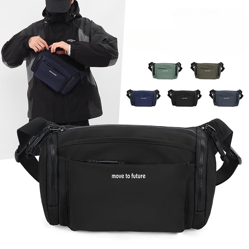 Men Shoulder Bags Oxford Casual Male Single Shoulder Crossbody Outdoor Bags Retro Zipper Waterproof Messanger Bag