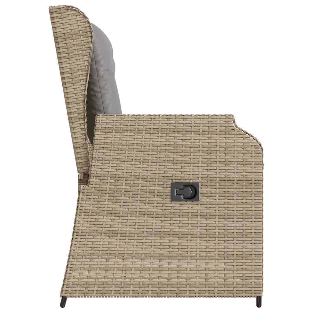 Vidaxl Banco de Jardín Plegable con Cojines, Beige, Ratán Sintético