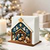 Wooden Christmas Napkin Holder Christmas Nativity Scene Pattern Tissue Organizer  Bar