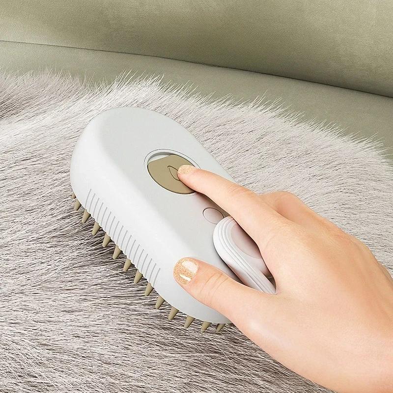 Cat Dog Pet Spray Massage Brush 3 In 1 One Button Steam Spray Folding Rotatable Floating Hair Bath Hair Removal Brush Comb