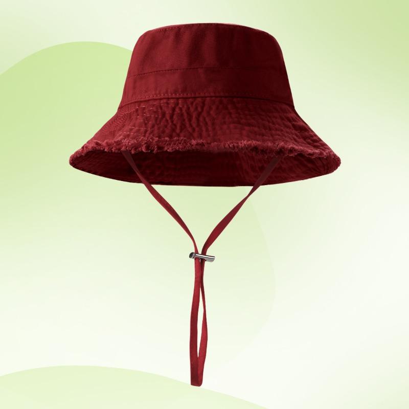 Raw Edge Red Bucket Hat Women's Summer Versatile Thin Big Brim Showing Small Face Outdoor Basin Hat Tide