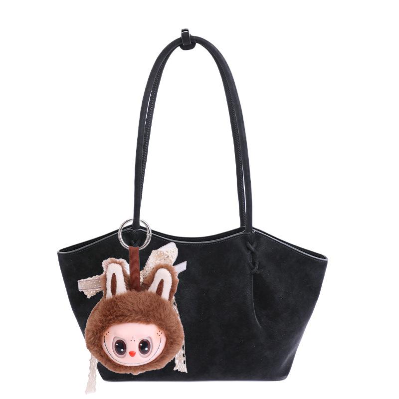 

Premium Tote Bag Foreign Versatile Underarm Bag Women s 2025 New Simple Retro Commuter Shoulder Bag no pendant чёрный