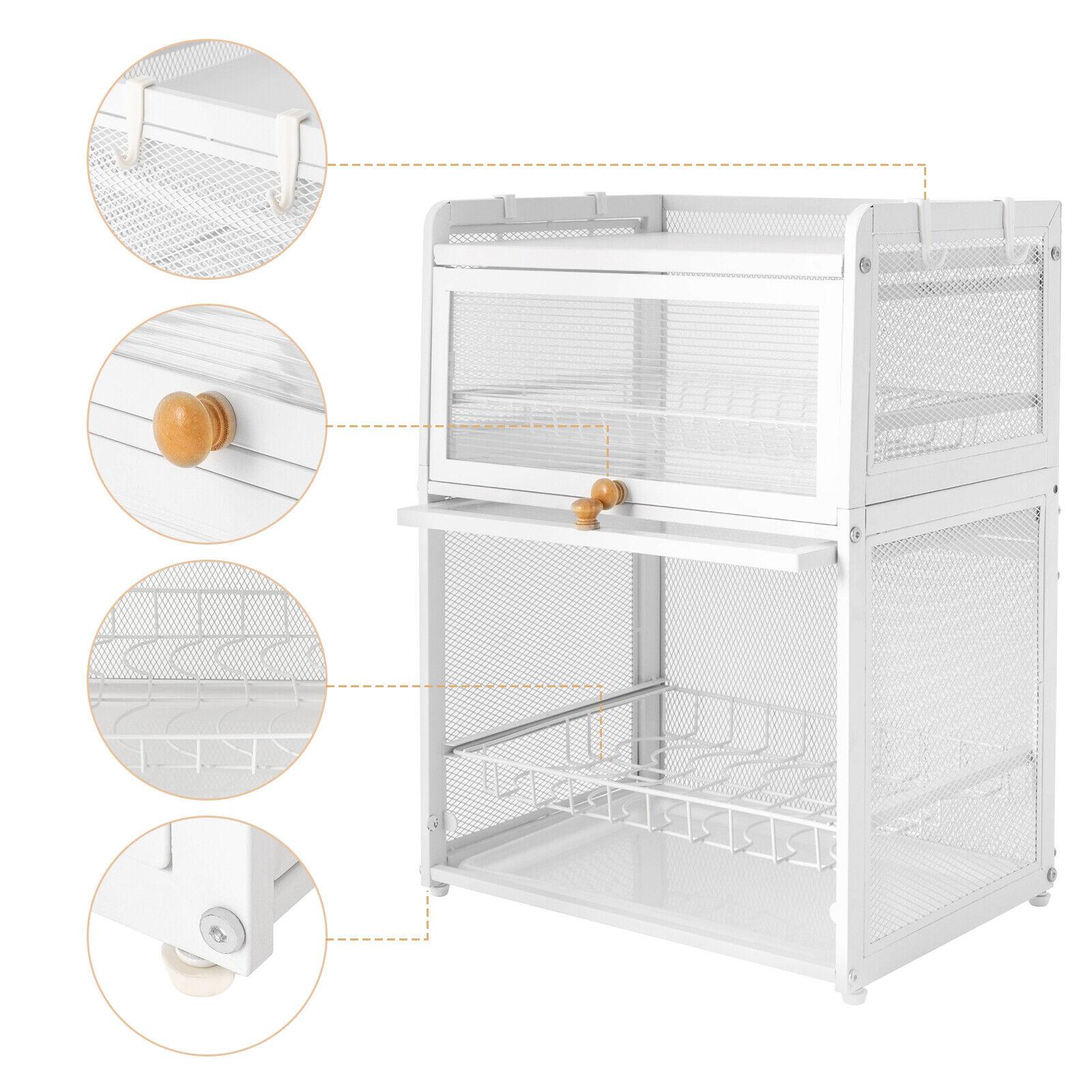 3 Tier Dish Drying Rack Modern Household Dish Organizer Kitchen Storage Racks bianco