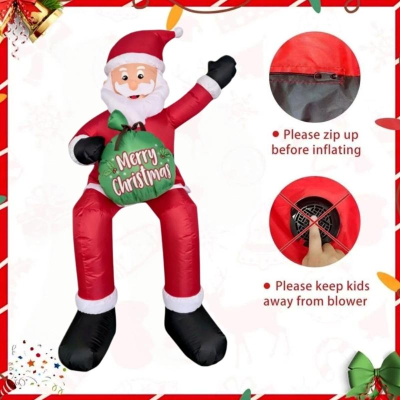 Waving Inflatable Santa Christmas Decoration with Polyester Fabric and Internal Blower for Lawns, Doors, and Retail Displays
