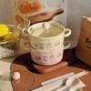 Cute Ceramic Double-Ear Noodle Bowl with Lid
