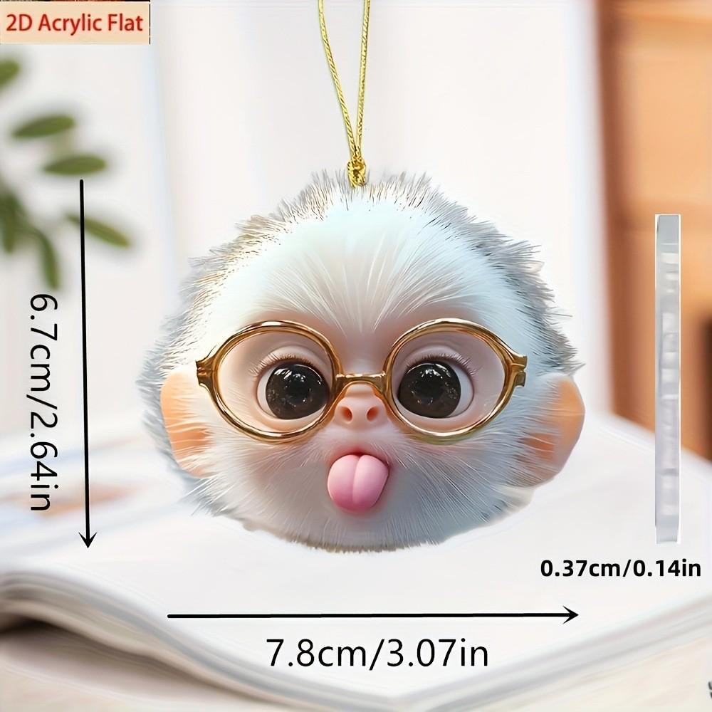 Cute Spectacled Monkey Acrylic Ornament for Rearview Mirror, Keychain, or Backpack Pendant