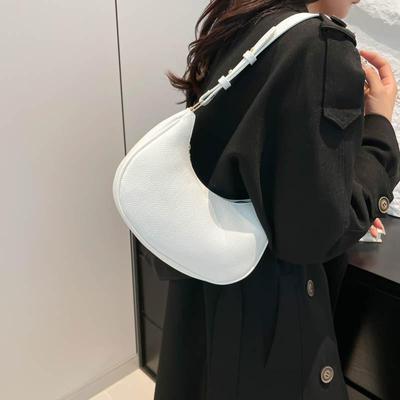 Módní kabelky do podpaží pro ženy, vzor Lichee, s půlměsícem, kožené kabelky a kabelky z umělé kůže, designová malá taška přes rameno