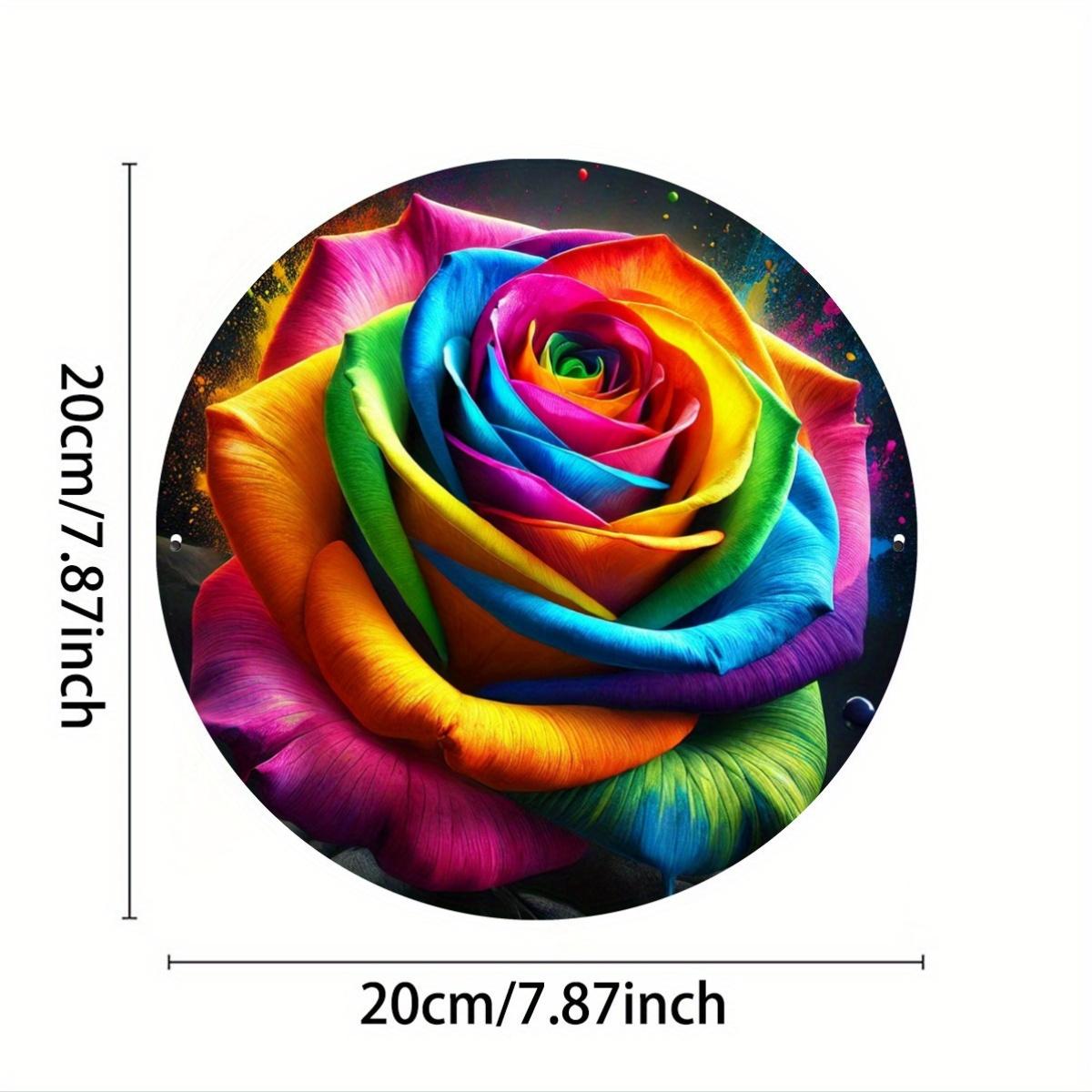 

2d Flat 20*20cm A High-quality Decorative Logo Set, Circular Wooden Logo, Bright Floral Pattern, Durable Wooden Wall Artwork, Suitable for Home 20*20cm