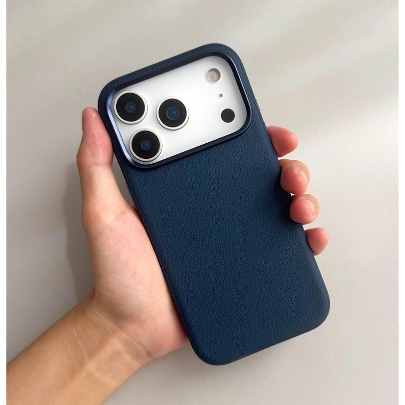 White Leather For Magsafe Magnetic Suction Case For iPhone 16 17 Pro Max Air With Camera AI Buttons Metal Lens Frame Slim Cover