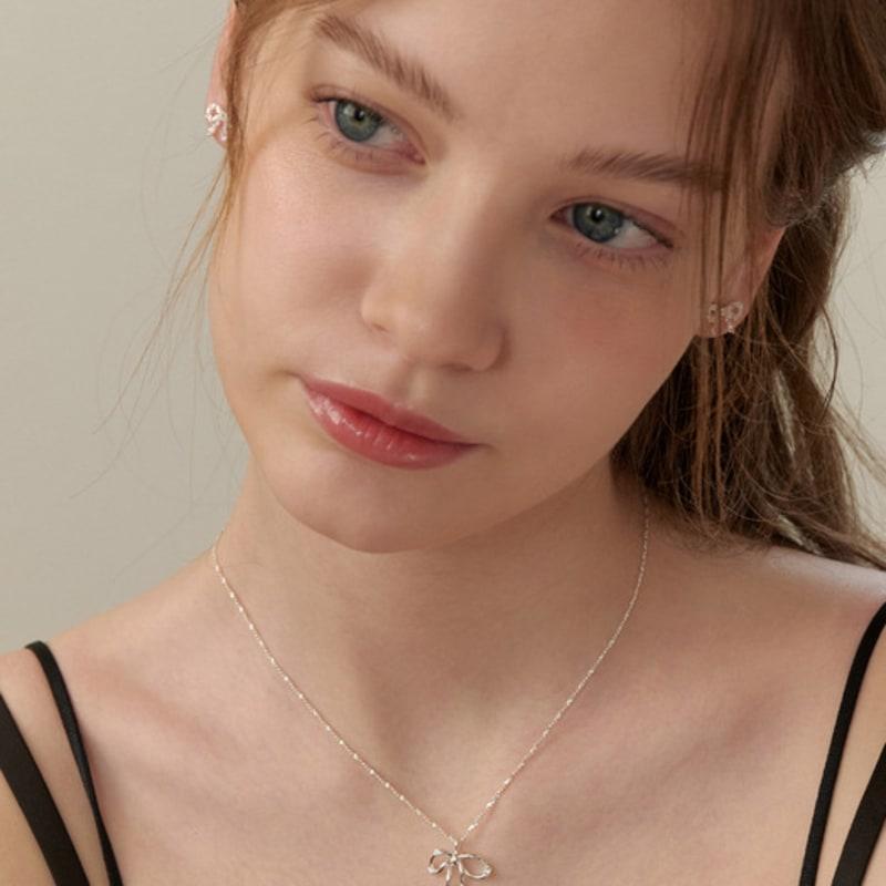 Tatiana (925 Silver) Glint Big Ribbon Necklace NZ2182