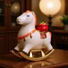Resin Year of The Horse Zodiac Ornament with Blessing Word Auspicious Rocking Horse Desk Decoration Mini Pony Sculpture Study