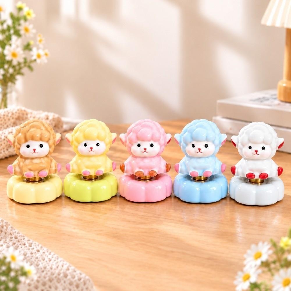 Moving Base Rotating Desk Ornament Porcelain Yearly Mascot Gift Cute Ceramic Sheep Spring Festival