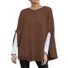 Women Fashion Solid Color Print Loose Hooded  Sleeve Splitter Long Sleeve Top