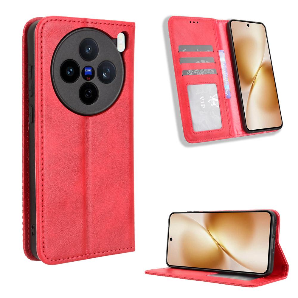 For vivo X200s 5G Leather Case Wallet Stand Retro Texture Phone Cover