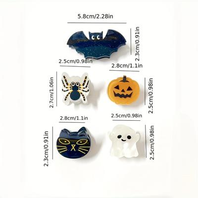 Halloween Cute Spider, Cat, Bat Mini Acrylic Hair Clips - Perfect for 14+ Year Olds - Adorable Accessories for Your Hairstyle