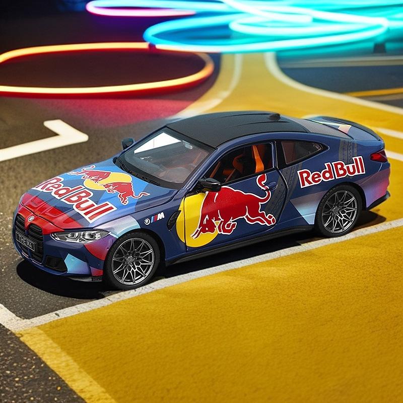 CCA Simulation 1/24 BMW M4 G82 DTM Red Bull Racing Car Model Sound Light Collection Miniature Voiture Home Decor Boy Friend Gift