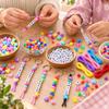 DIY Beaded Keychain Craft Kit, 566-Piece Set with Letter Beads, Cords and Metal Key Rings for Personalized Name Designs